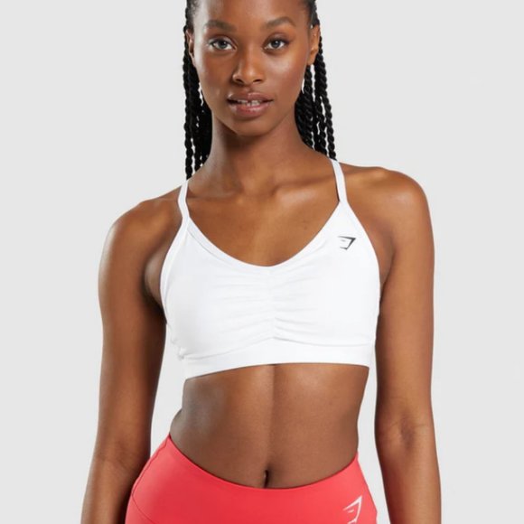 Gymshark White Ruched Sports Bra - Picture 2 of 5